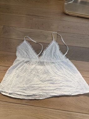 La Hearts White Eyelet Lace Cami Top